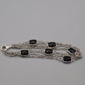 3 STRAND 925 AND BLACK CRYSTAL BRACELET
